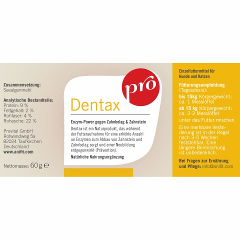Hund Katze Nahrungsergänzungen Pro Dentax 60g 1 Stück -3- Anifit